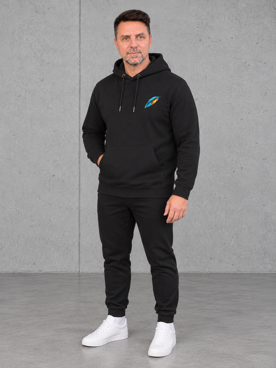 carpstylez KINGFISHER VIBES Hoodie – Ganzkörper-Vorderansicht, schwarz #farbe_black
