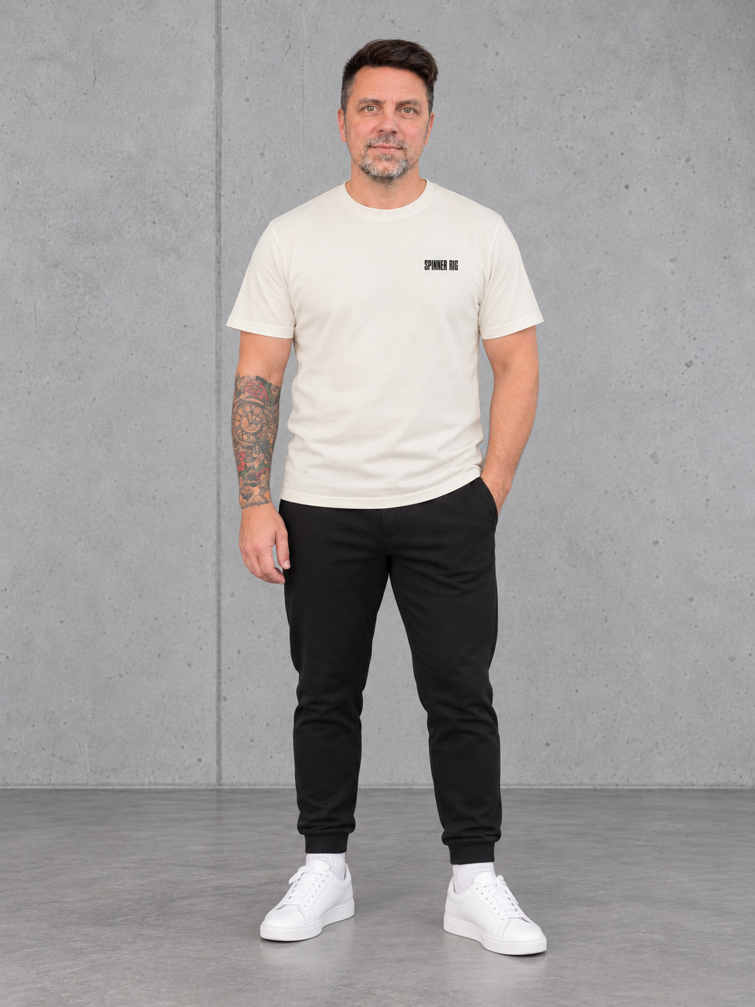 carpstylez Spinner Rig Shirt ivory – fullbody-front-chestprint _var_ivory #farbe_ivory