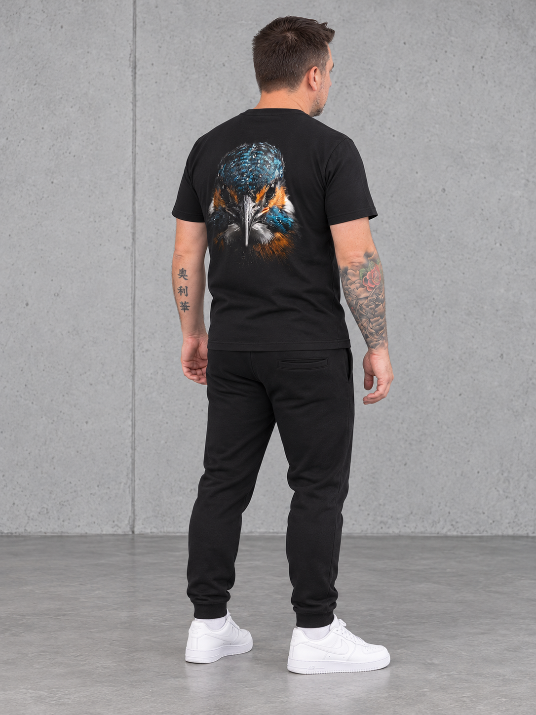 carpstylez BLACKWATER KINGFISHER NS305 Shirt Black – Ganzkörper Rücken schräg #farbe_black, schwarz
