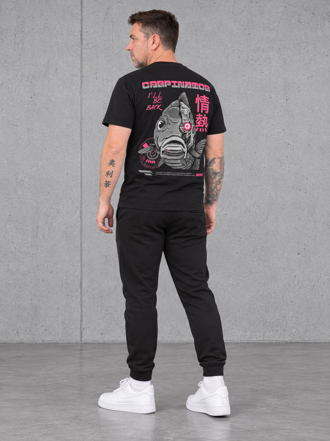 carpstylez CARPINATOR Shirt NS305 Black – fullbody-back-three-quarter #farbe_black