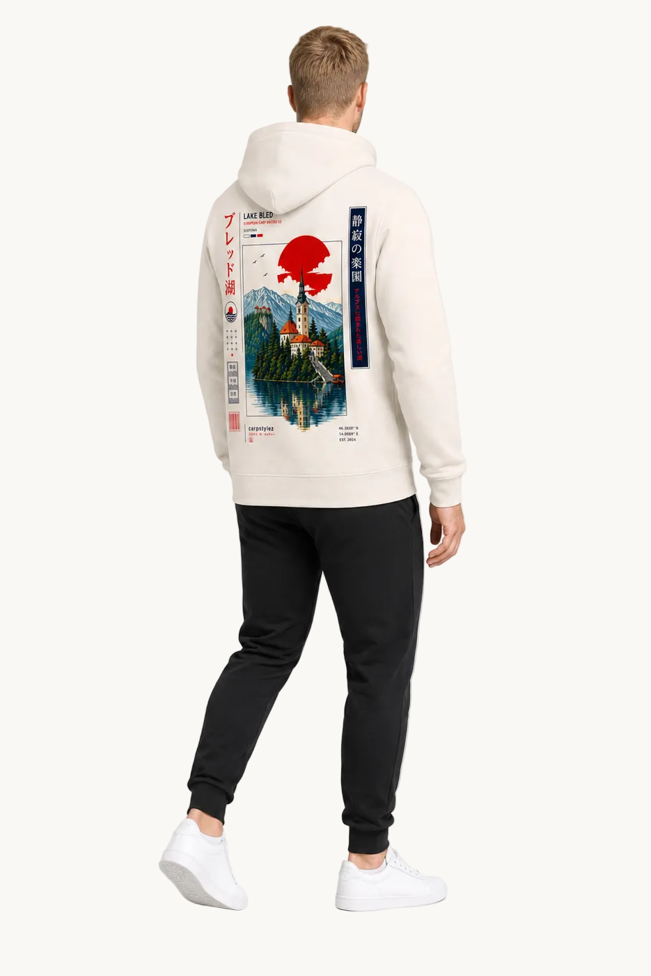 LAKE BLED NS401 Hoodie Ivory – Fullbody Rücken schräg