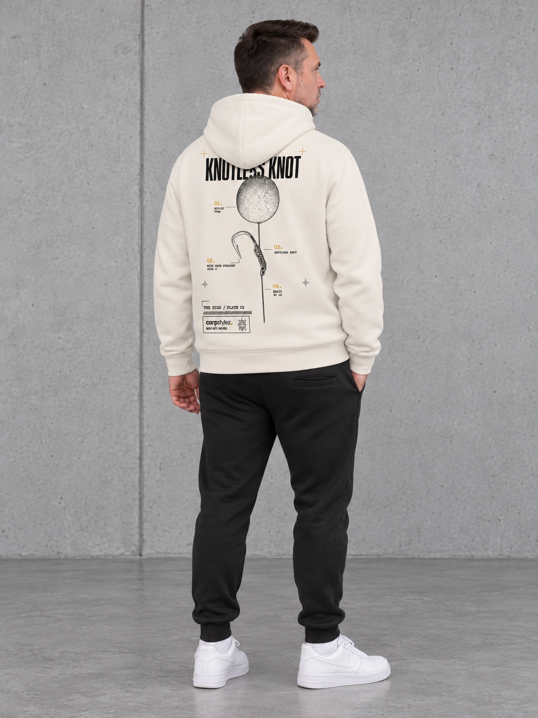 THE RIGS KNOTLESS KNOT NS401 Hoodie – Ganzkörper Rücken Dreiviertel #color_ivory