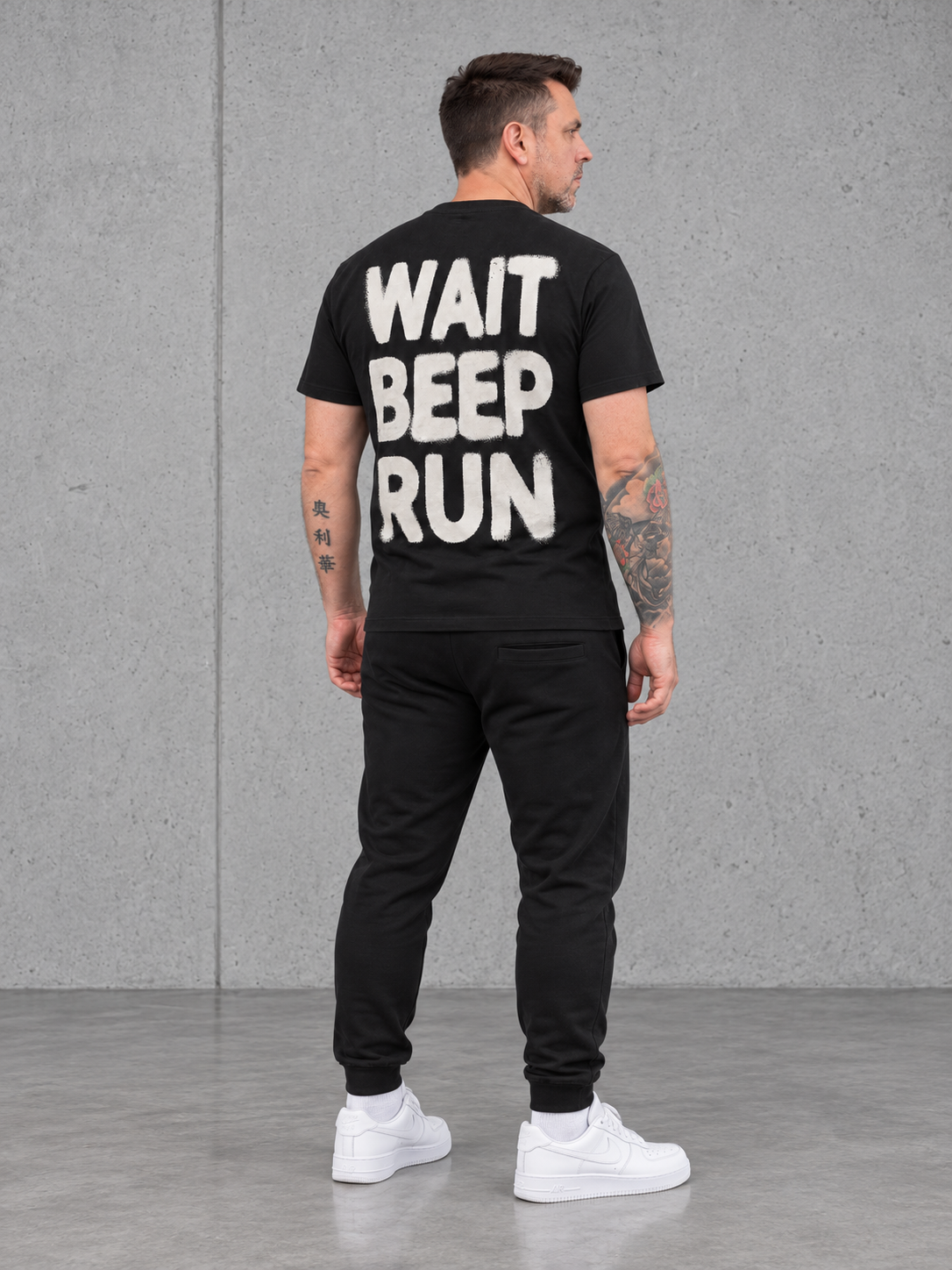 carpstylez WAIT BEEP RUN NS305 Shirt Black – Ganzkörper Rücken schräg #farbe_schwarz, black
