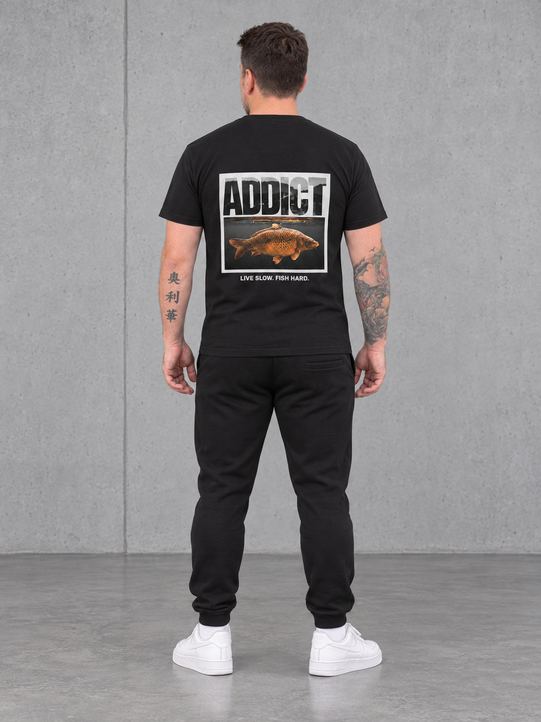 carpstylez ADDICT Shirt NS305 Black – fullbody-back #farbe_black