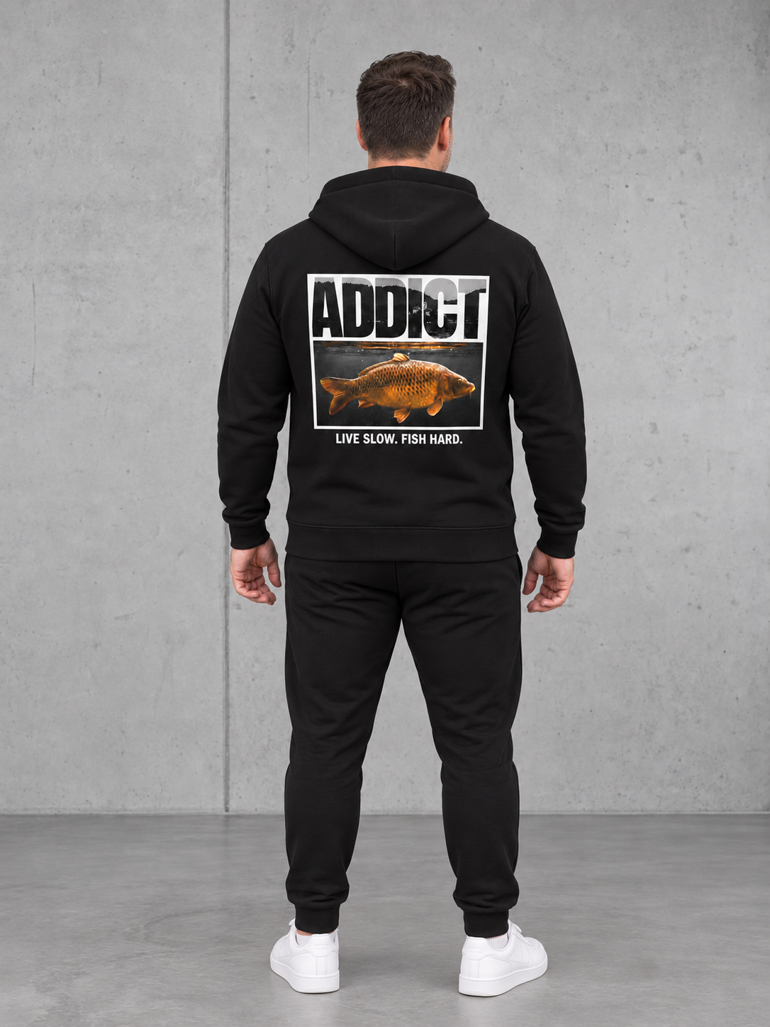carpstylez ADDICT Hoodie, schwarz – Ganzkörper – Rückenansicht #farbe_black
