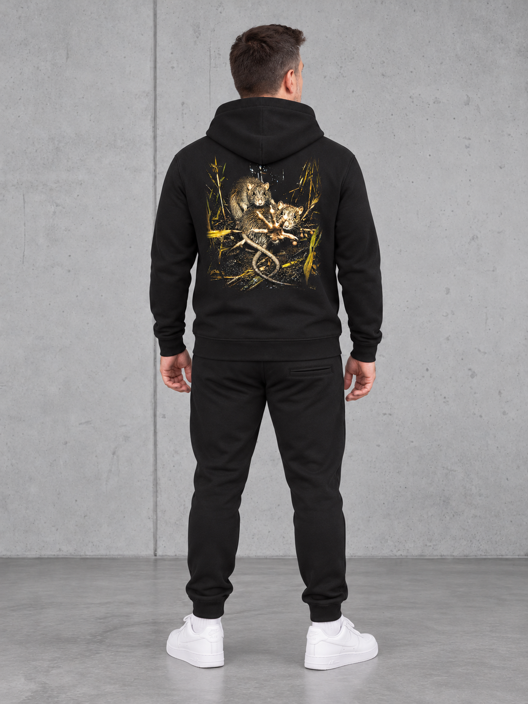 HEAVY PET(T)ING Hoodie Black – Ganzkörper Rücken #farbe_black