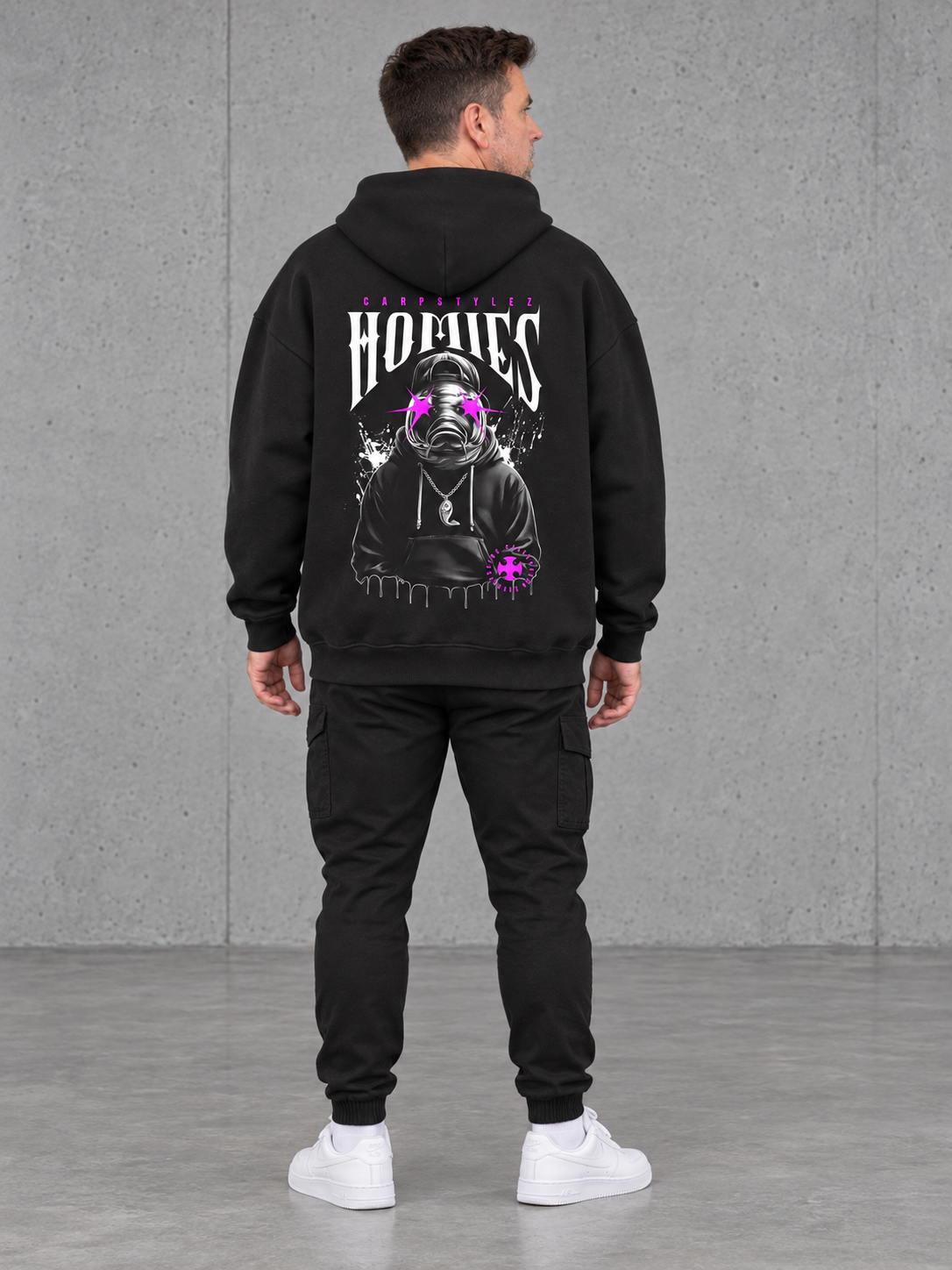 HOMIES Oversize Hoodie NS408 Black – fullbody back