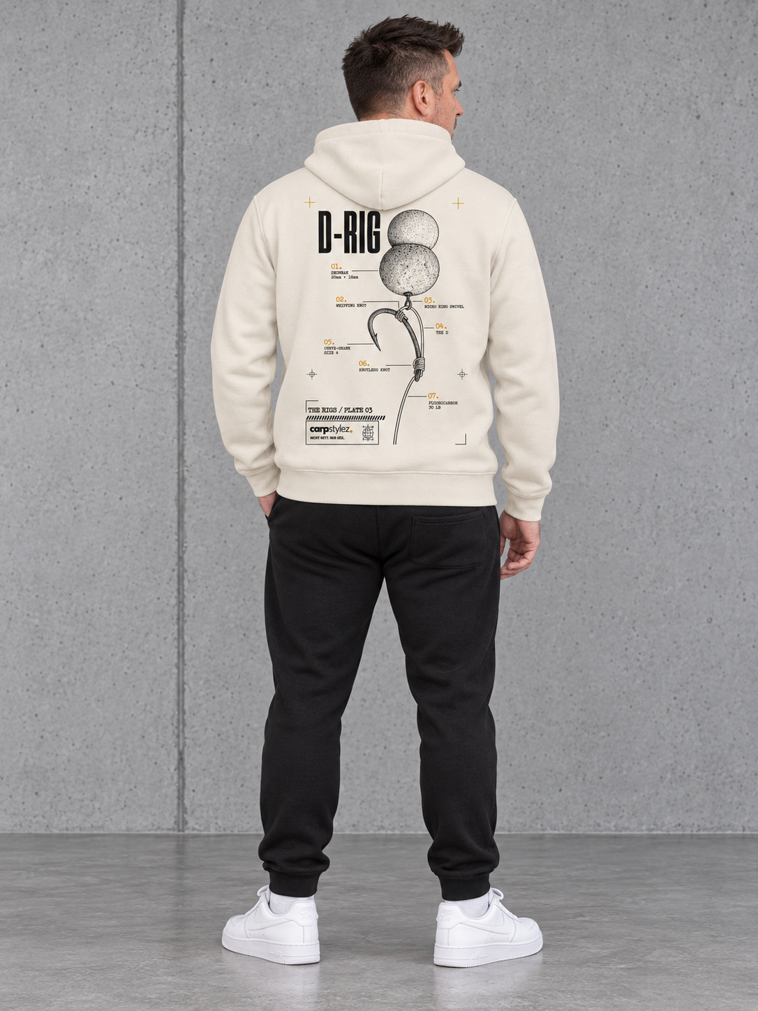 THE RIGS D RIG NS401 Hoodie – Ganzkörper Rückenansicht #color_ivory