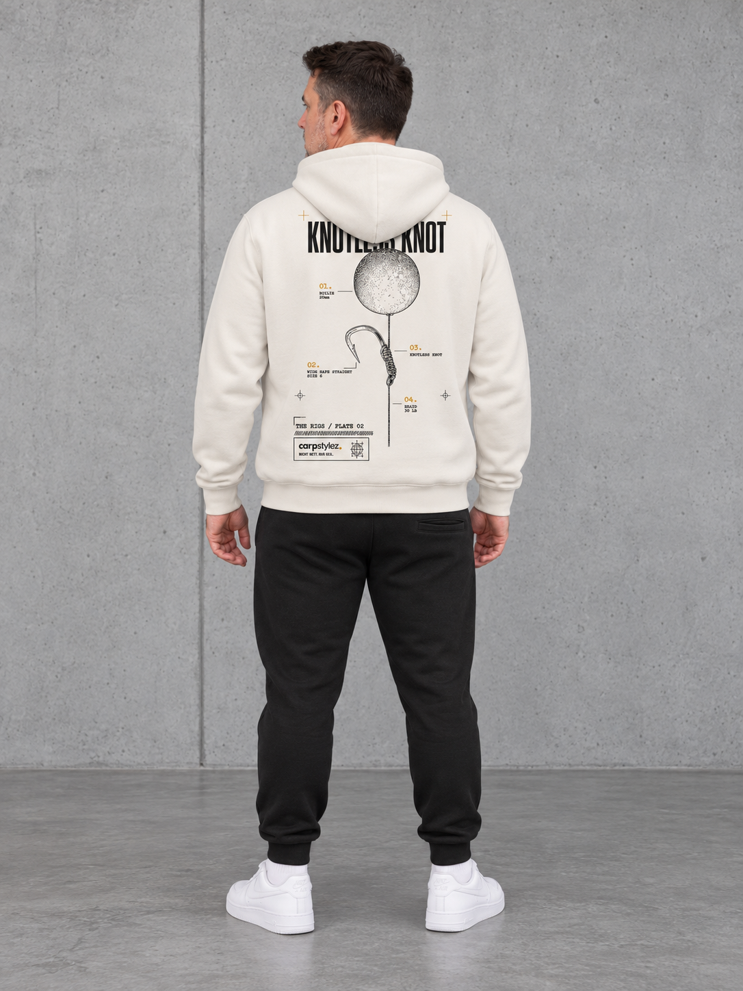 THE RIGS KNOTLESS KNOT NS401 Hoodie – Ganzkörper Rückenansicht #color_ivory