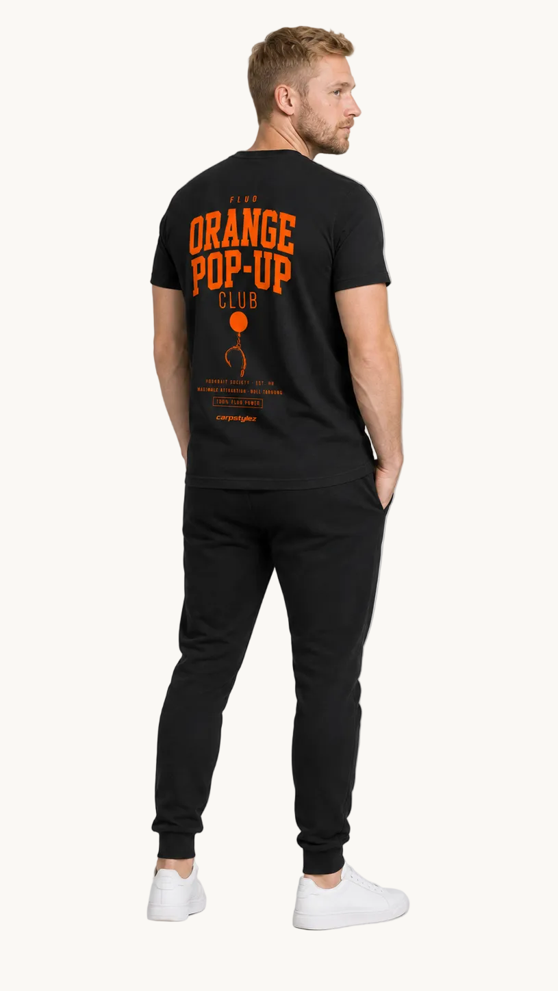 carpstylez FLUO ORANGE POP-UP Club Shirt schwarz – getragen, Ganzkörper Rückseite