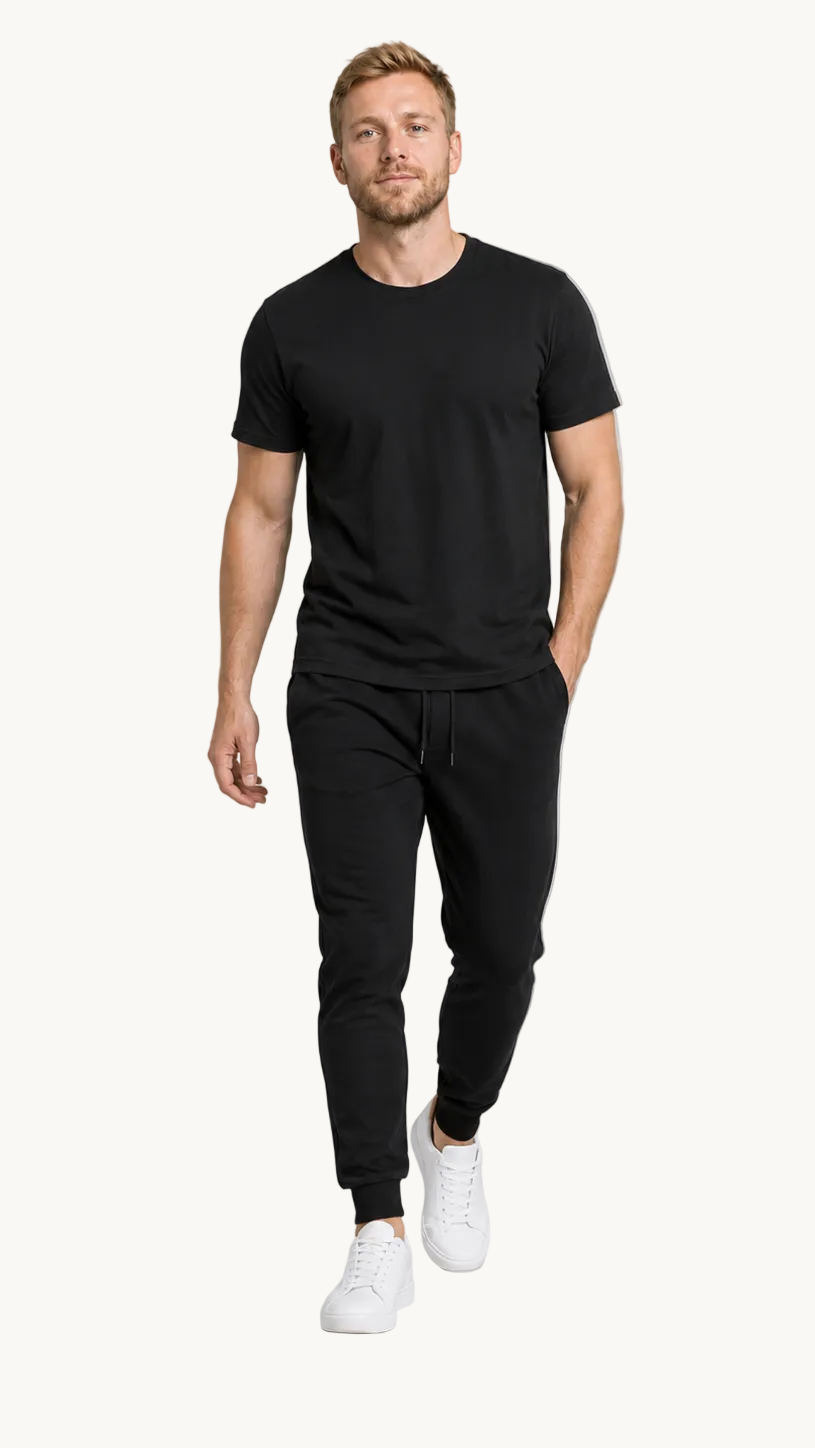 carpstylez FLUO ORANGE POP-UP Club Shirt schwarz – getragen, Ganzkörper Vorderseite