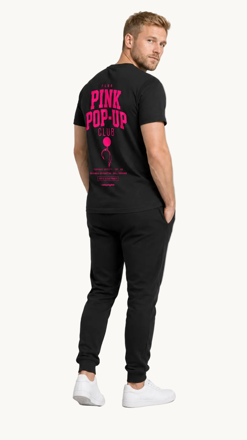 carpstylez FLUO PINK POP-UP Club Shirt schwarz – getragen, Ganzkörper Rückseite