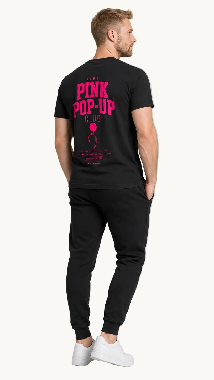 carpstylez FLUO PINK POP-UP Club Shirt schwarz – getragen, Ganzkörper Rückseite