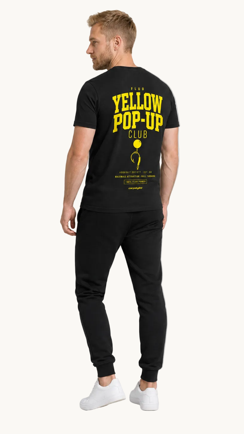 carpstylez FLUO YELLOW POP-UP Club Shirt schwarz – getragen, Ganzkörper Rückseite