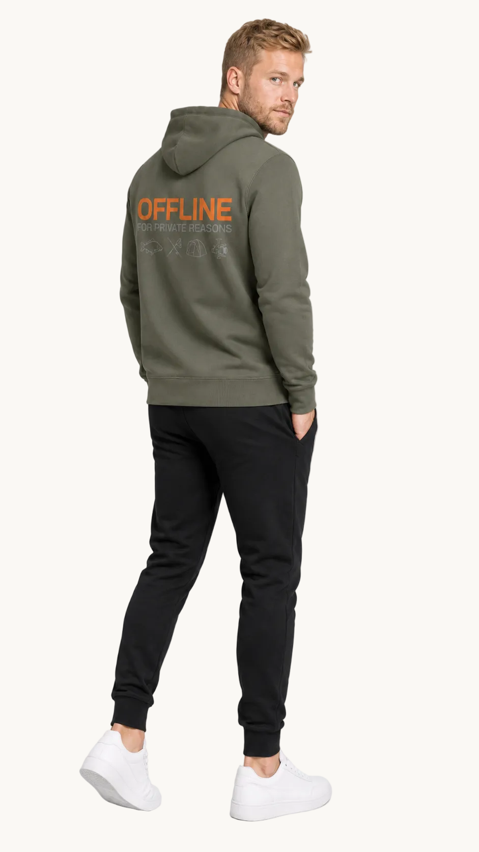 carpstylez OFFLINE Hoodie – Studio Mock Fullbody, Karpfen-Streetwear