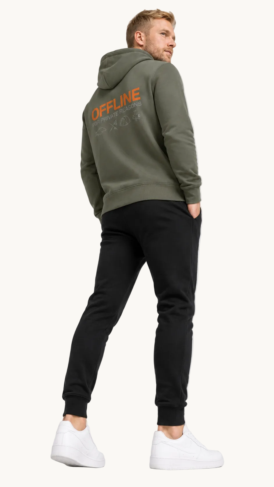 carpstylez OFFLINE Hoodie – Studio Mock Fullbody, Karpfen-Streetwear