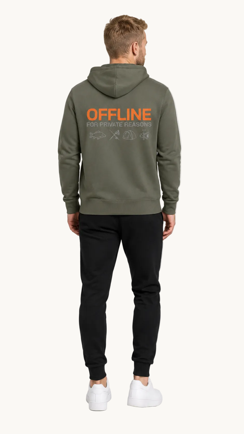 carpstylez OFFLINE Hoodie – Studio Mock Fullbody, Karpfen-Streetwear