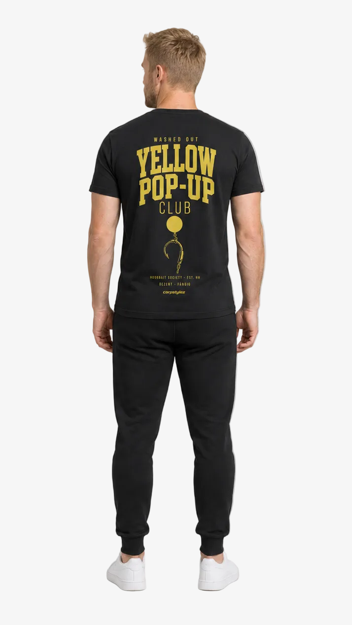 carpstylez WASHED OUT YELLOW POP-UP Club Shirt – getragen, Rückansicht Ganzkörper