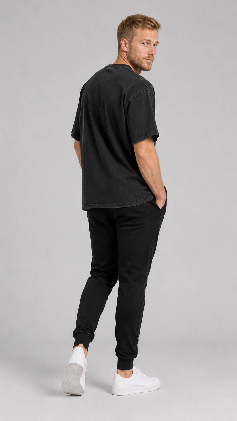 carpstylez WATERLINE CULT Acid Wash Oversize Shirt – Studio Mock Fullbody, Karpfen-Streetwear