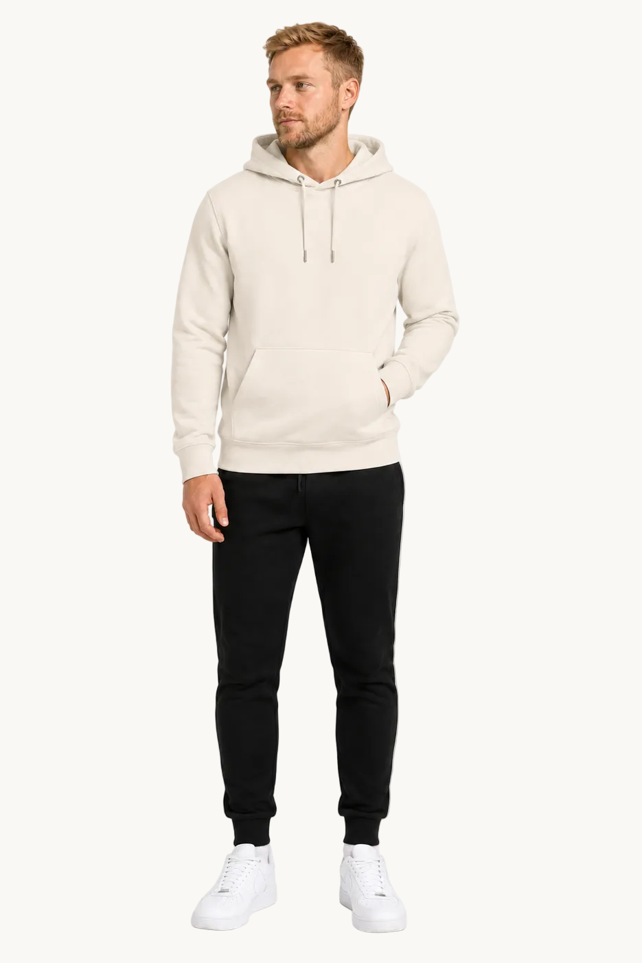 LAC DU DER Hoodie Ivory – Fullbody Vorderseite