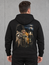 CHEERS Hoodie Black – Rückenansicht mit Backprint am Model #farbe_black