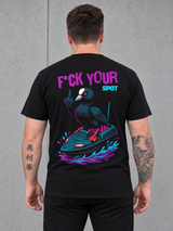 F*CK YOUR SPOT Shirt Schwarz – getragen, Rückenansicht #farbe_black