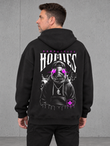 HOMIES Oversize Hoodie NS408 Black – worn back hero #color_black