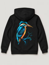 carpstylez Kids Hoodie KINGFISHER VIBES in Black – Rückseite als Flatlay #farbe_black
