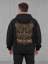 KINGFISHER SIGNAL – Oversize Hoodie NS408 Black – Rückenansicht getragen #color_black