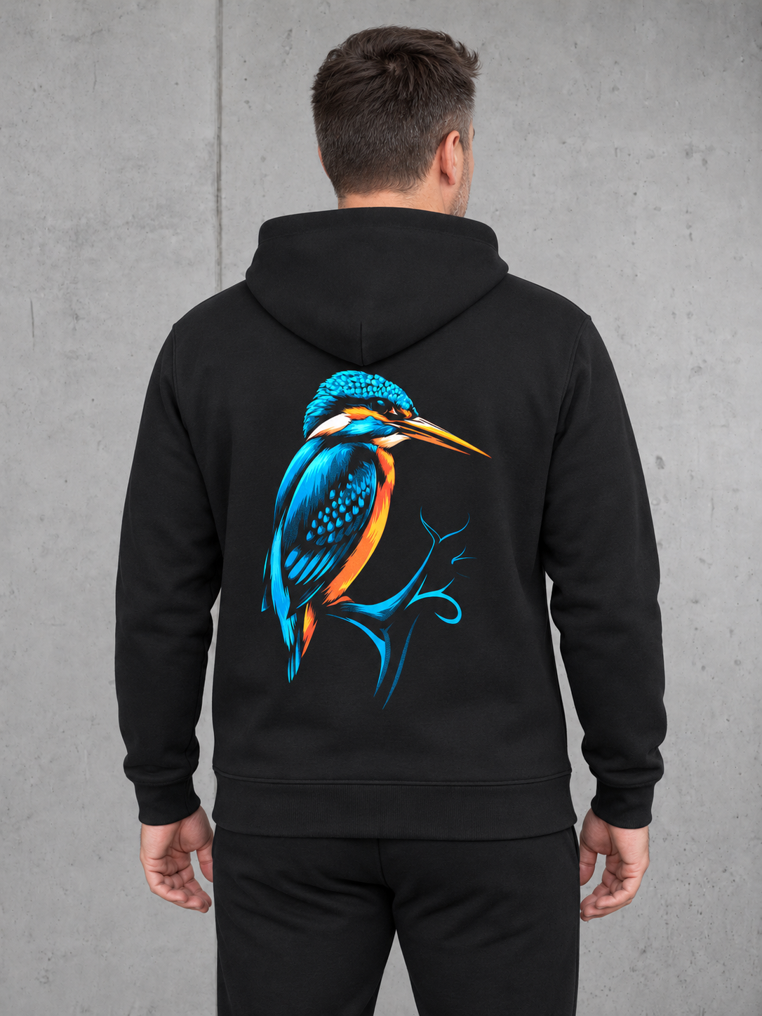 carpstylez KINGFISHER VIBES Hoodie – Rückenansicht getragen, schwarz #farbe_black