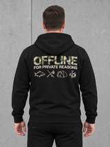 carpstylez OFFLINE Hoodie Black Camo – Olli Rückenansicht mit Camo-Print #farbe_black camo