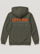 carpstylez Kids Hoodie OFFLINE in Organic Khaki – Rückseite als Flatlay #farbe_organic khaki