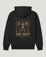 ONE BEEP Hoodie Black – Flatlay Rückseite #farbe_black
