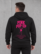 carpstylez FLUO PINK POP-UP Club Hoodie Black – Rückenansicht am Model #print_fluo pink, fluo-pink