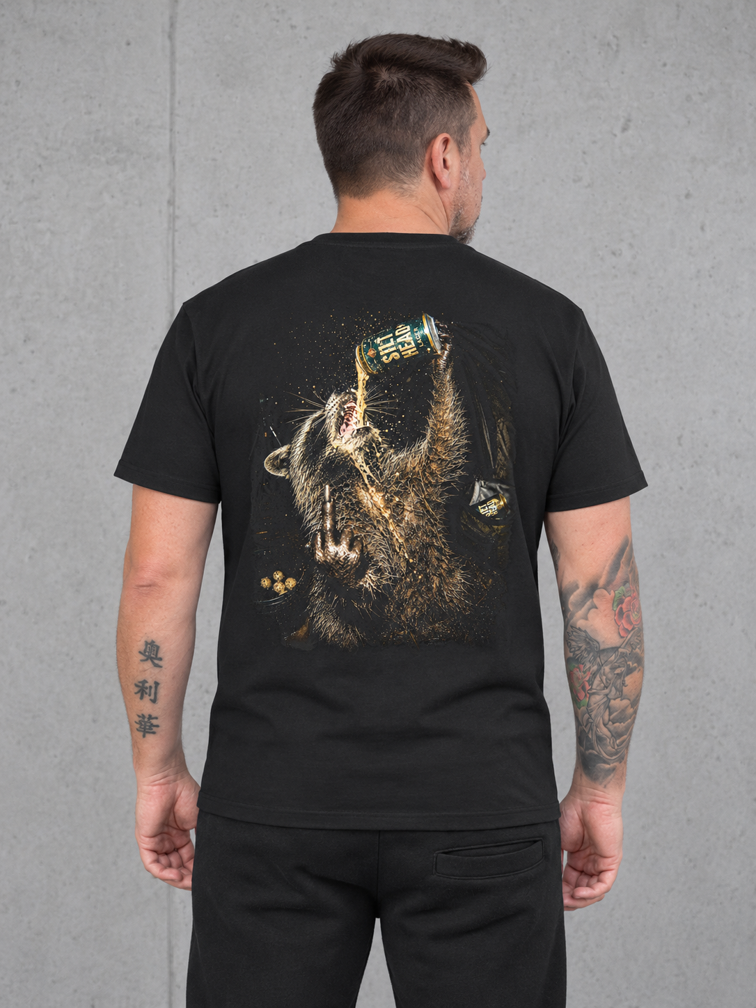 carpstylez ROCC ON NS305 Shirt Black – Rückenansicht getragen #farbe_black