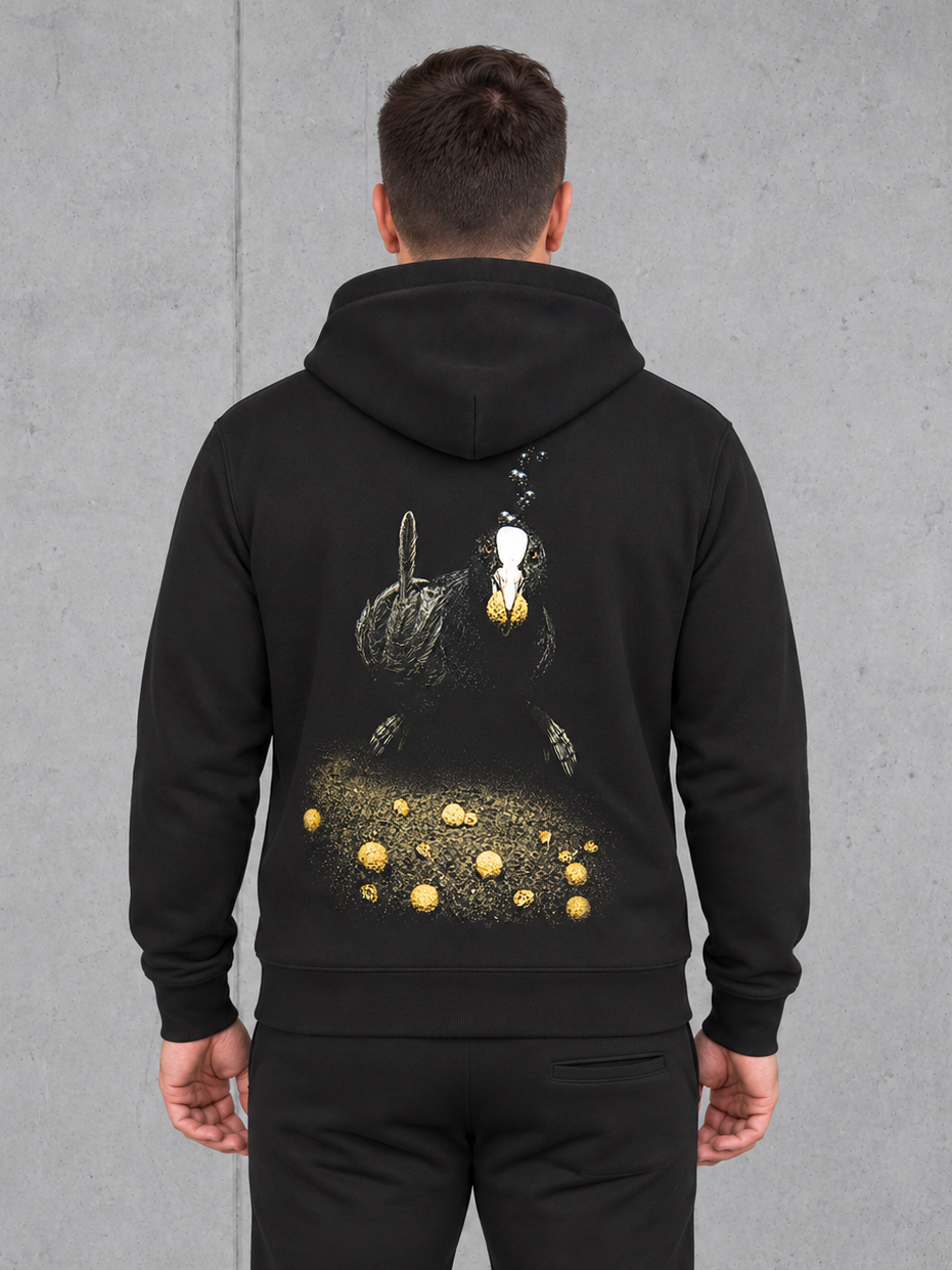 THANKS, DUMBASS Hoodie Black – Rückenansicht am Model #farbe_black