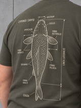 carpstylez CYPRINUS CARPIO Shirt Organic Khaki – Detailaufnahme des Rückenprints #farbe_organic khaki