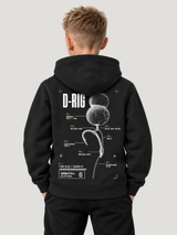 carpstylez Kids Hoodie D-Rig in Black – Rückenansicht am Kind #farbe_black