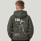 carpstylez Kids Hoodie D-Rig in Organic Khaki – Rückenansicht am Kind _meta_