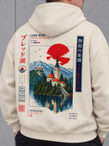 carpstylez LAKE BLED Oversize Hoodie NS408 in Ivory – Detail des Lake-Bled-Rückenprints #color_ivory