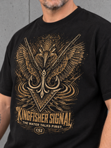 KINGFISHER SIGNAL – Oversize Shirt NS351 Black – Frontprint Detail
