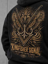 KINGFISHER SIGNAL – Oversize Hoodie NS408 Black – Rückenprint Detail #color_black
