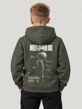 carpstylez Kids Hoodie Multi-Combi Rig in Organic Khaki – Rückenansicht am Kind #farbe_organic khaki