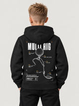 carpstylez Kids Hoodie Multi Rig in Black – Rückenansicht am Kind #farbe_black
