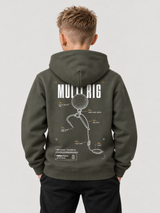 carpstylez Kids Hoodie Multi Rig in Organic Khaki – Rückenansicht am Kind #farbe_organic khaki