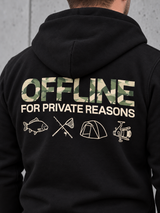carpstylez OFFLINE Hoodie Black Camo – Rückenprint in Camo, Detail #farbe_black camo
