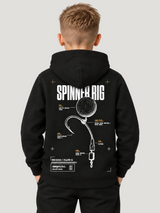 carpstylez Kids Hoodie Spinner Rig in Black – Rückenansicht am Kind #farbe_black