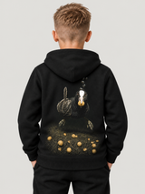 carpstylez Kids Hoodie THANKS, DUMBASS in Black – Rückenansicht am Kind #farbe_black