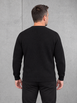 carpstylez ESSENTIALS Grobstrick Pullover NS911 Black – getragen, Rückenansicht #farbe_black