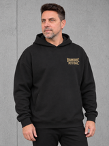 BANKSIDE RITUAL NS408 Oversize Hoodie Black – halfbody front chestprint #color_black